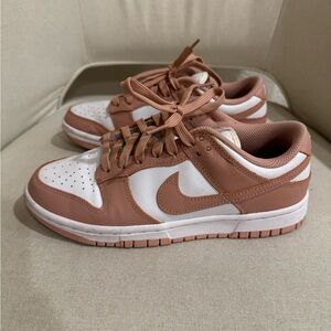 Nike Pink and White Dunk Low Sneakers